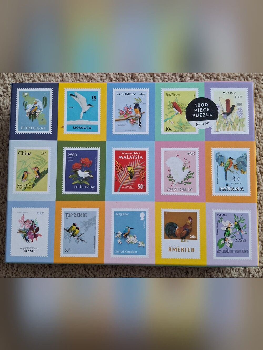 Birds Stamp Collage 1000-Piece Jigsaw Puzzle - By GALISON